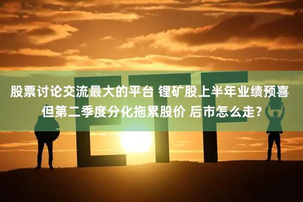 股票讨论交流最大的平台 锂矿股上半年业绩预喜 但第二季度分化拖累股价 后市怎么走？